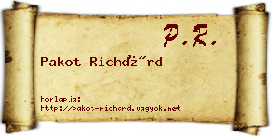 Pakot Richárd névjegykártya